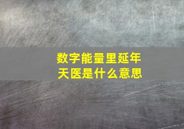 数字能量里延年 天医是什么意思